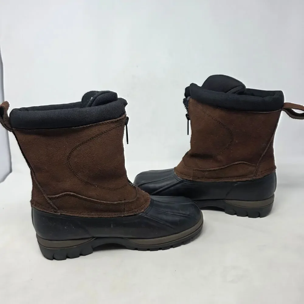 ComforTemp Leather Suede Rubber Duck Winter Boots Brown Black Mens 7